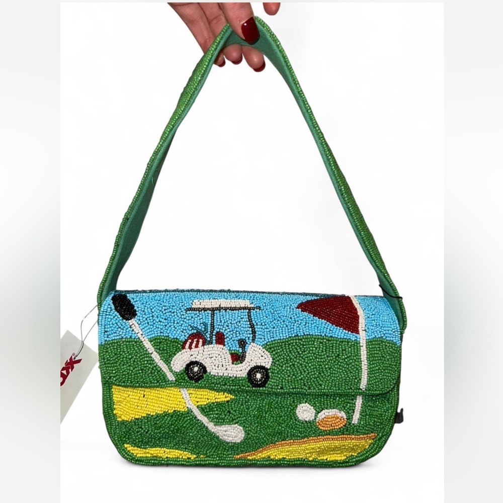 viral golf cart beaded shoulder bag made in india america and beyond